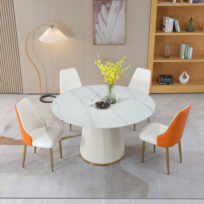 53 inch Round sintered stone carrara white dining table