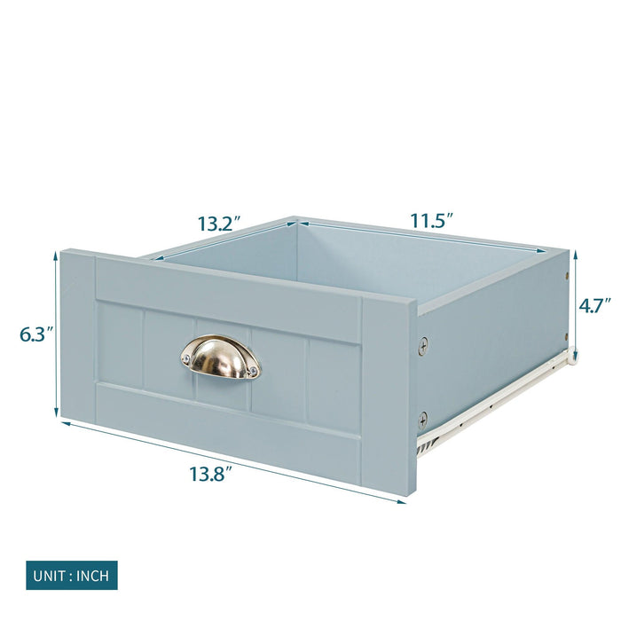 DRAWER DRESSER CABINET，BAR CABINET, storge cabinet, lockers, retro shell-shaped handle, can be placed in the living room, bedroom, dining room, Blue-gray