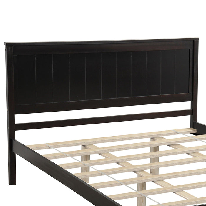 Platform Bed Frame with Headboard , Wood Slat Support , No Box Spring Needed ,Queen,Espresso