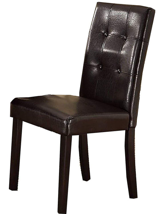 Set of 2 Chairs Breakfast Dining Dark Brown PU / Faux Leather Tufted Upholstered Chair