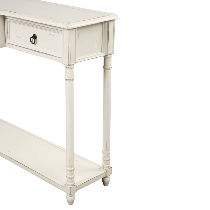 Console Table Sofa Table with Drawers for Entryway with Projecting Drawers and Long Shelf (Antique White)