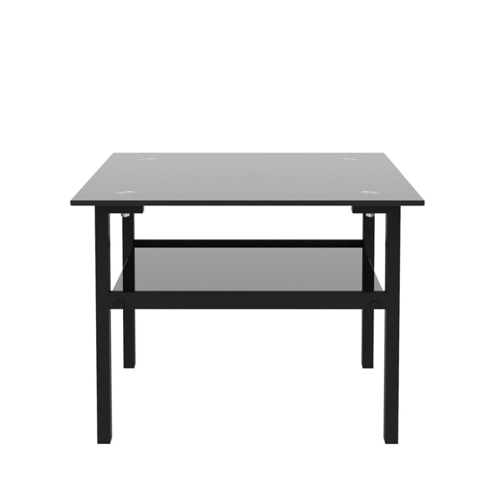 Black glass coffee table,Modern and simple, black living room coffee table, side table