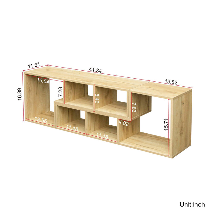 Double L-Shaped Oak TV Stand，Display Shelf ，Bookcase for Home Furniture,OAK