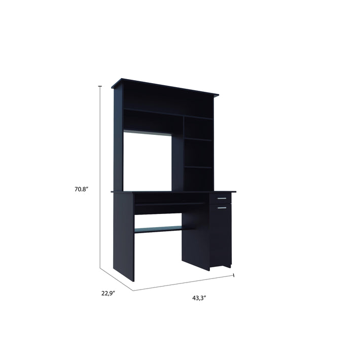 Aberdeen 2-Drawer 7-Shelf Computer Desk with Hutch Black Wengue