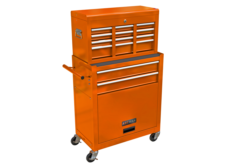 High Capacity Rolling Tool Chest with Wheels and Drawers, 8-Drawer ToolStorage Cabinet--ORANGE