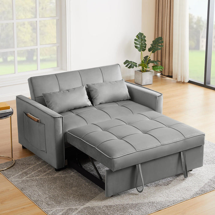 GREY VELVET SOFA BED