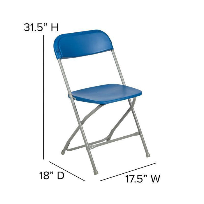 Hercules™ Series Plastic Folding Chair - Blue - 650LB Weight Capacity Comfortable Event Chair - Lightweight Folding Chair -