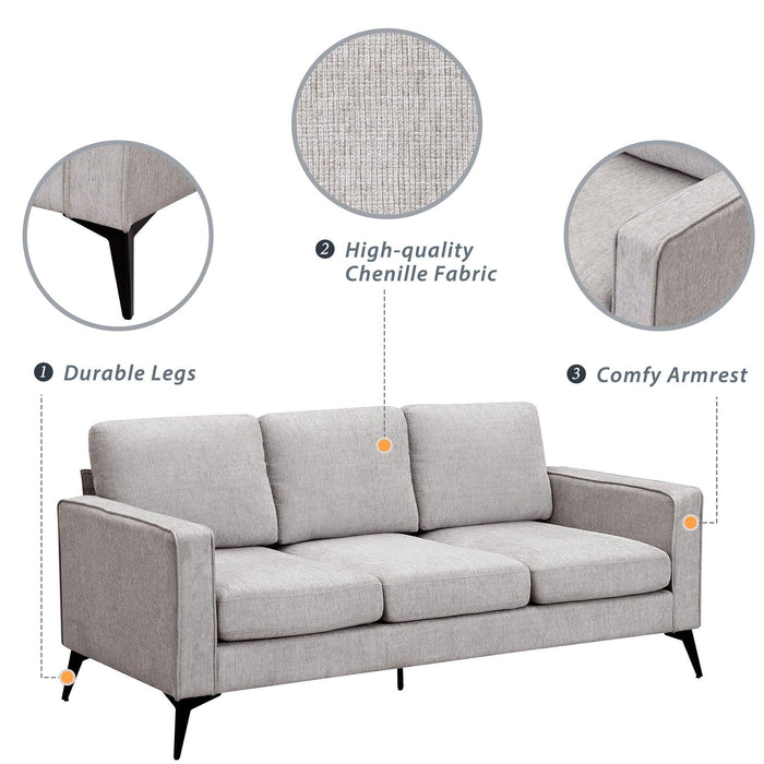 Modern 3-Piece Sofa Sets with Sturdy Metal Legs,Chenille Upholstered Couches Sets Including 3-Seat Sofa, Loveseat and Single Chair for Living Room Furniture Set (1+2+3 Seat)