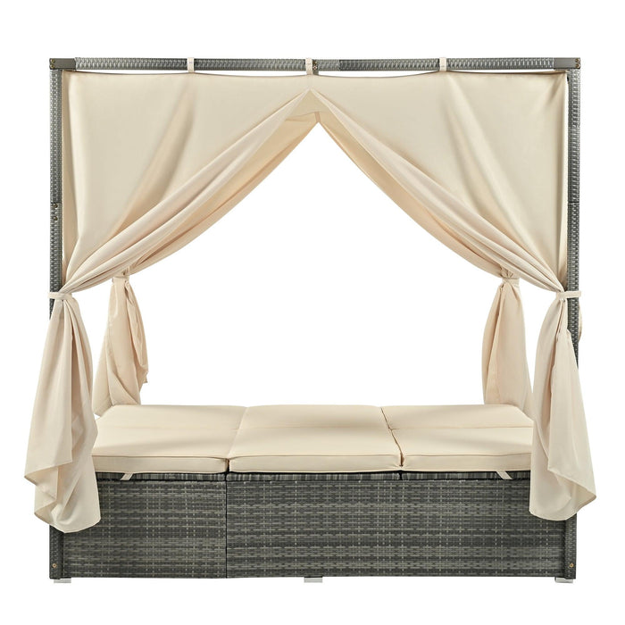 Adjustable Sun Bed With Curtain,High Comfort，With 3 Colors