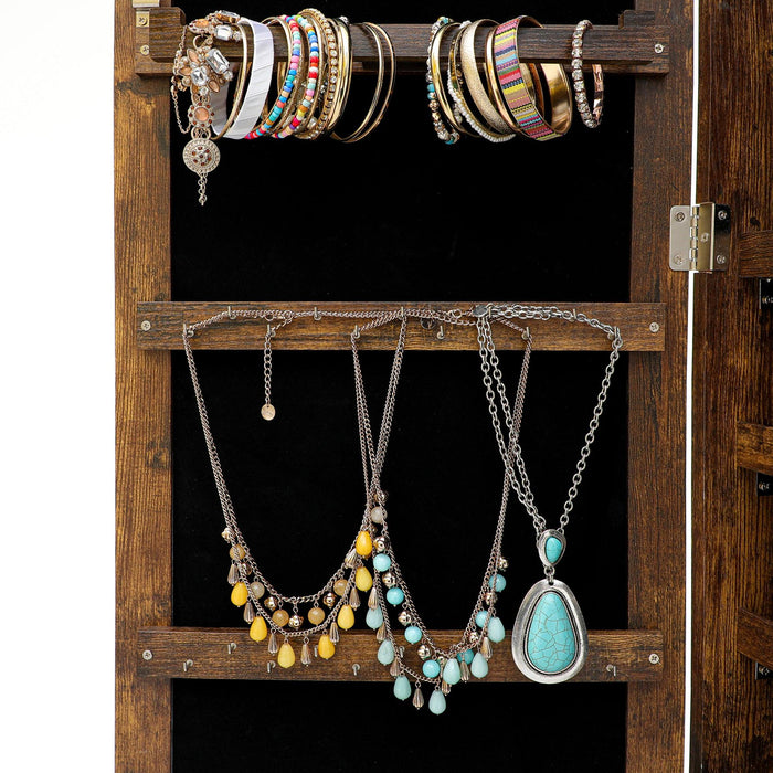 Fashion Simple JewelryStorage Mirror Cabinet With LED Lights Can Be Hung On The Door Or Wall