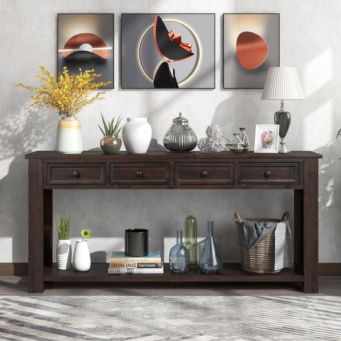 Console Table/Sofa Table withStorage Drawers and Bottom Shelf for Entryway Hallway(Espresso)