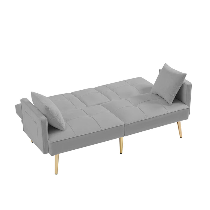 GREY VELVET SOFA BED