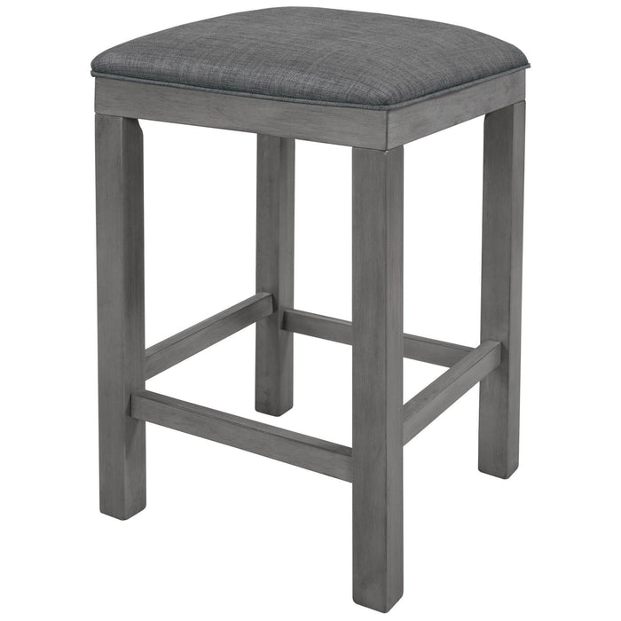 4-Piece Counter Height Table Set with Socket and Fabric Padded Stools, Gray