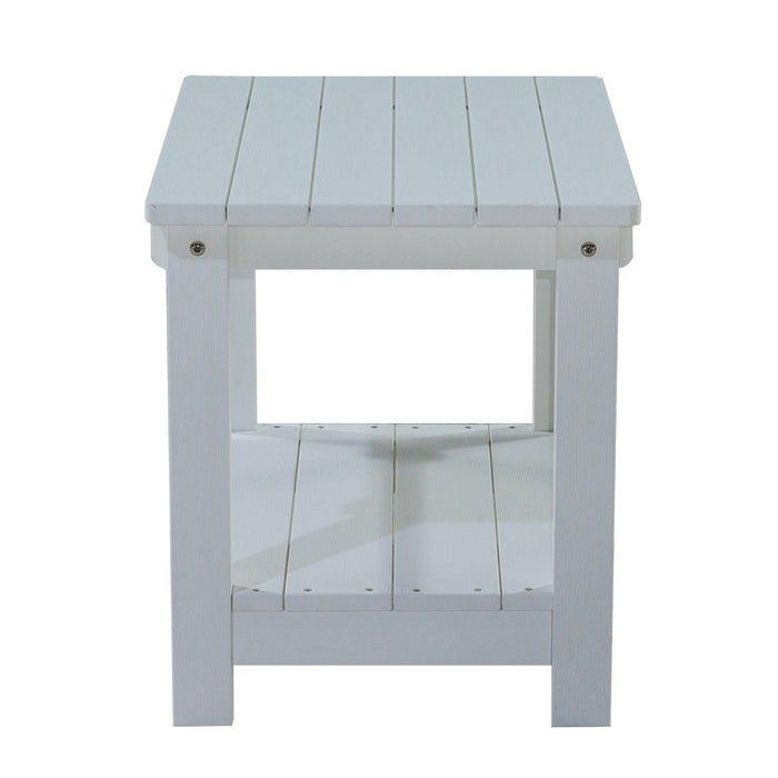 Key West Weather Resistant Outdoor Indoor Plastic Wood End Table, Patio Rectangular Side table, Small table for Deck, Backyards, Lawns, Poolside, and Beaches, White