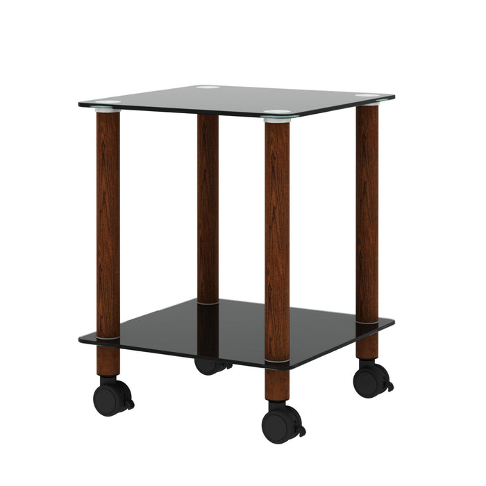 1-Piece Black + Walnut Side Table , 2-Tier Space End Table ,Modern Night Stand, Sofa table, Side Table withStorage Shelve