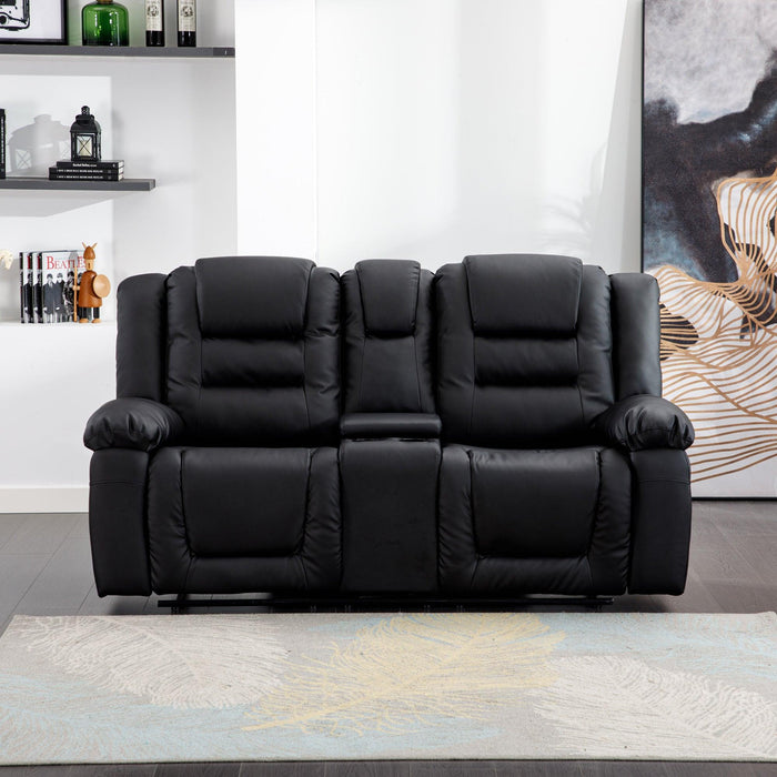 Home Theater Seating Manual Recliner, PU Leather Reclining Loveseat for Living Room