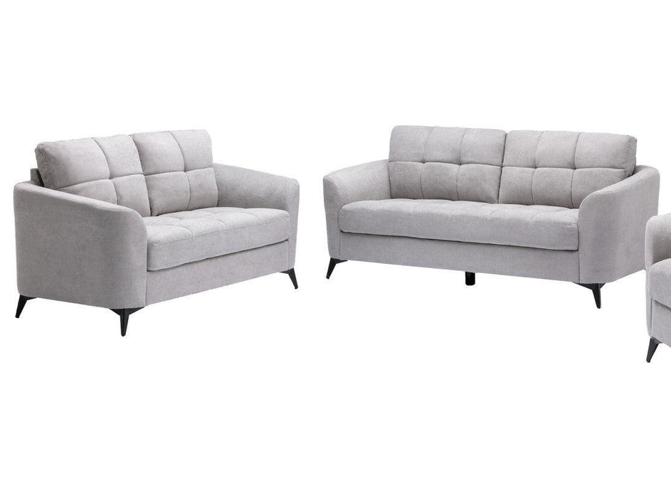 Callie Light Gray Velvet Fabric Sofa Loveseat Living Room Set