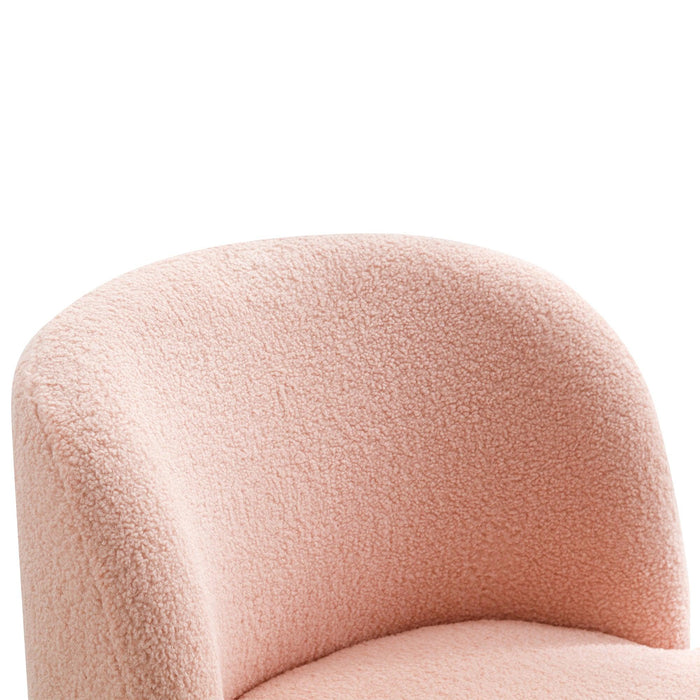 28.4"W Accent Chair Upholstered Curved Backrest Reading Chair Single Sofa Leisure Club Chair with Golden Adjustable Legs For Living Room Bedroom Dorm Room (Pink Boucle)