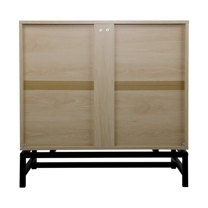 Natural rattan，2 door cabinet，with 1 Adjustable Inner Shelves，rattan，AccentStorage Cabinet