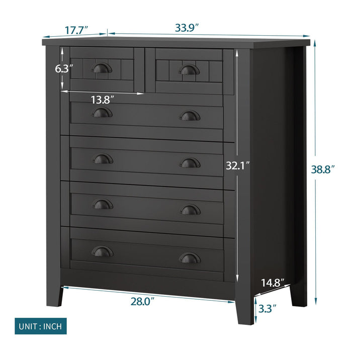 DRAWER DRESSER CABINET，BAR CABINET, storge cabinet, lockers, retro shell-shaped handle, can be placed in the living room, bedroom, dining room, black