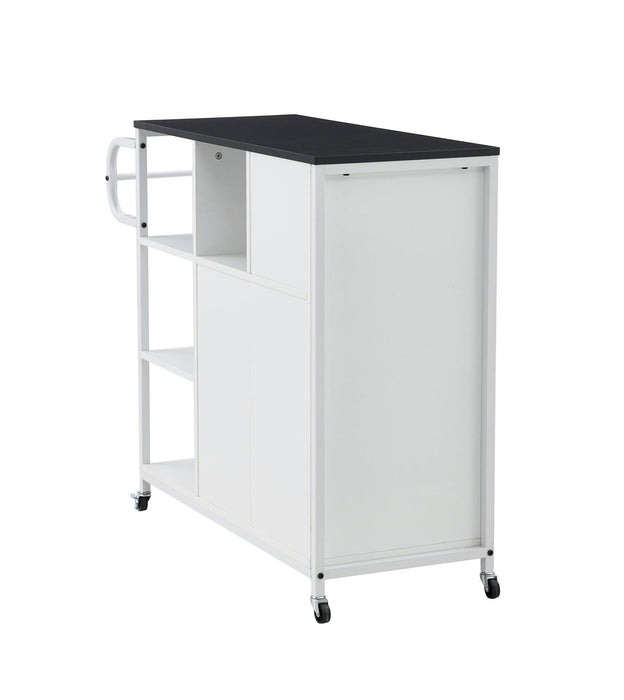 KITCHStorage cabinet WHITE-Black, move with roller..