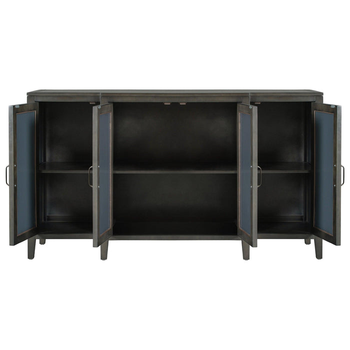 59.8‘’Modern Mirrored Console Table Sideboard for Living Room Dining Room with 4 Cabinets and 3 Adjustable Shelves (As Same As WF284039AAE)