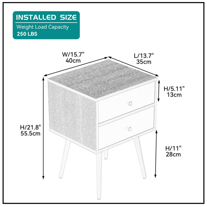 UpdateModern Nightstand with 2Drawers, Suitable for Bedroom/Living Room/Side Table (Dark Grey)