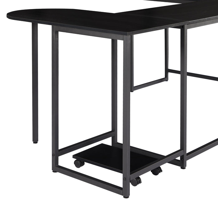 U-shaped Computer Desk, Industrial Corner Writing Desk with CPU Stand, Gaming Table Workstation Desk for Home Office (Black)