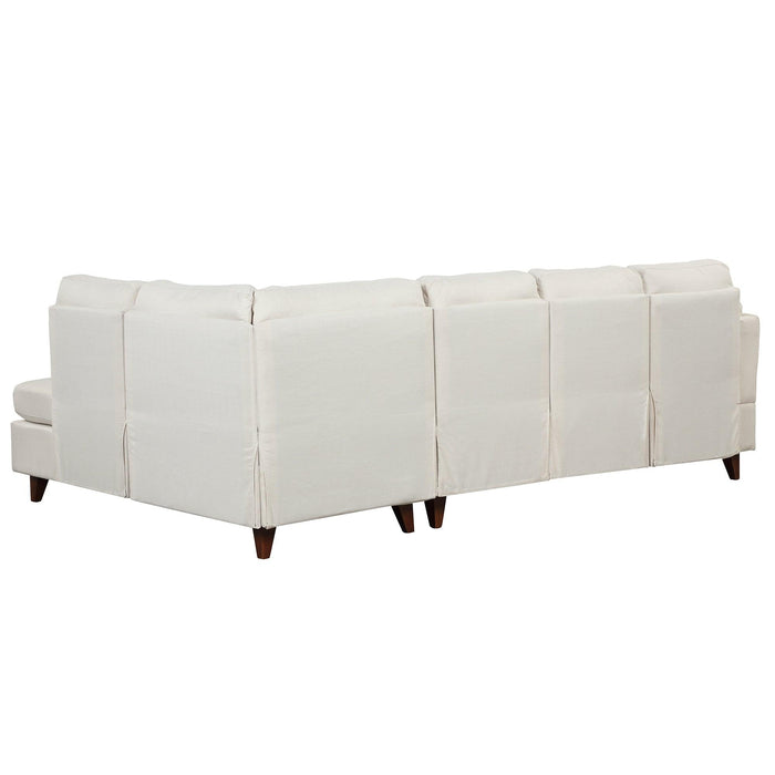 97.2"Modern Linen Fabric Sofa, L-Shape Couch with Chaise Lounge,Sectional Sofa with one Lumbar Pad,Beige