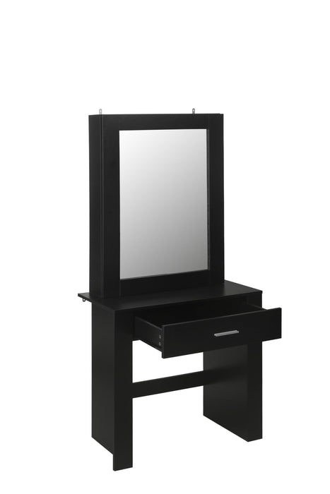 Vanity Desk with Mirror & Stool, Black Makeup Table withStorage Shelves & Drawer, Vanity Set for Girls Women