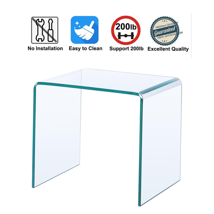 Small Clear Glass Side & End Table, Tempered Glass End Table Small Coffee Table