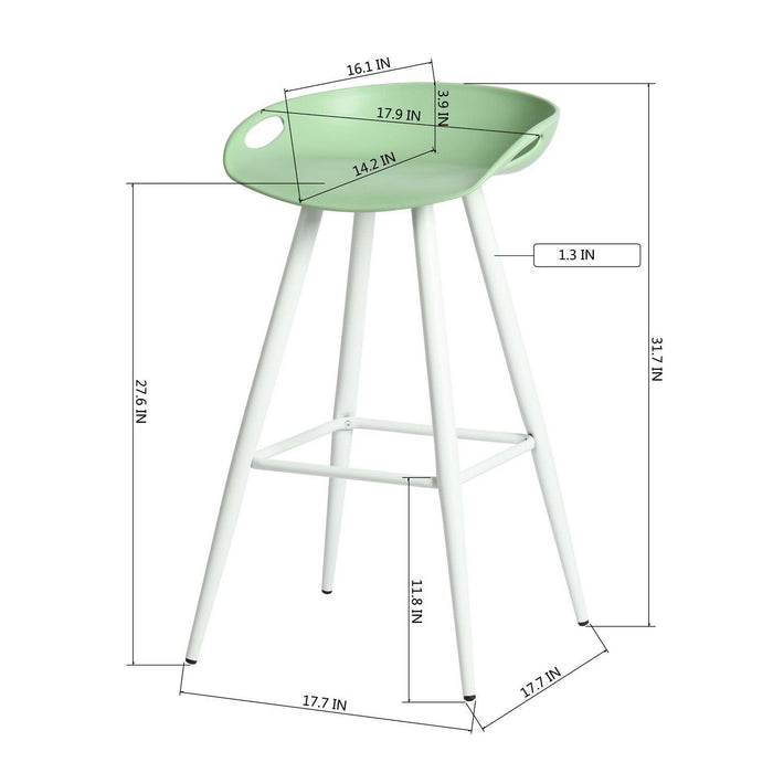 Bak Bar & Counter Stool (Set of 2) - MINT & WHITE