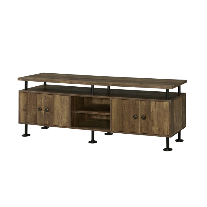 ACME Ensata II TV Stand  in Rustic Oak  & Black Finish LV00142