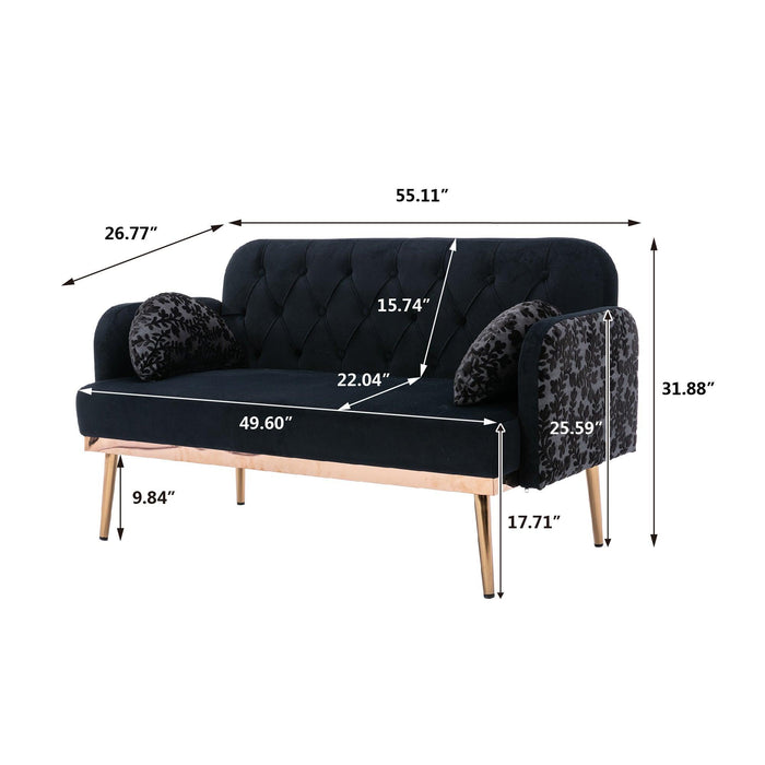 Velvet  Sofa , Accent sofa .loveseat sofa with metal feet