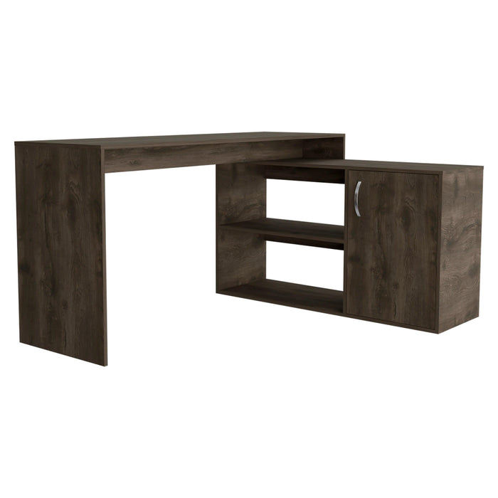 Ridley 2-Shelf L-Shaped Writing Desk Dark Brown