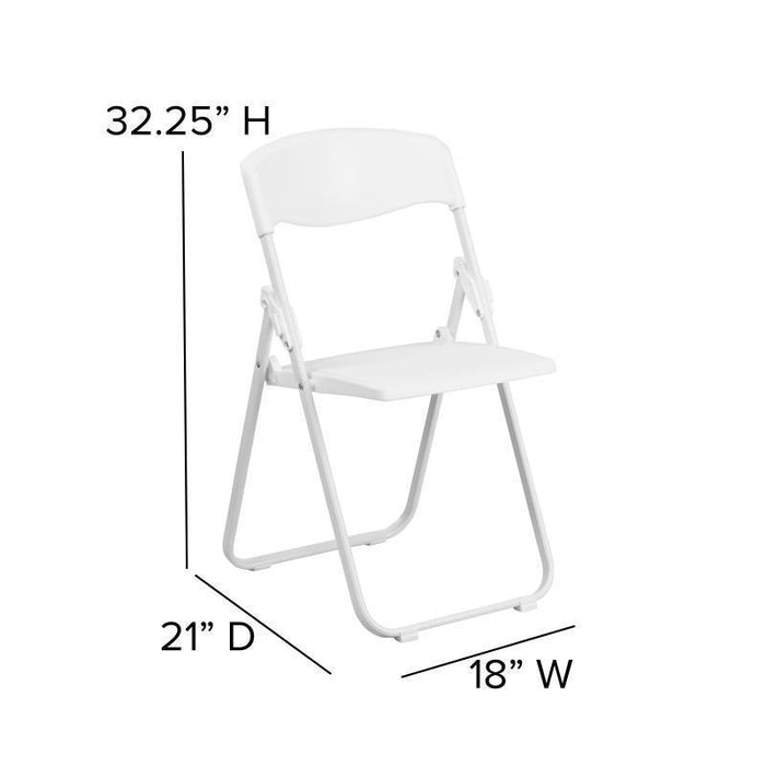 HERCULES Series 500 lb. Capacity Heavy Duty White Plastic Folding Chair with Built-in Ganging Brackets