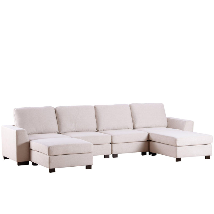 3 Pieces U shaped Sofa with Removable Ottomans