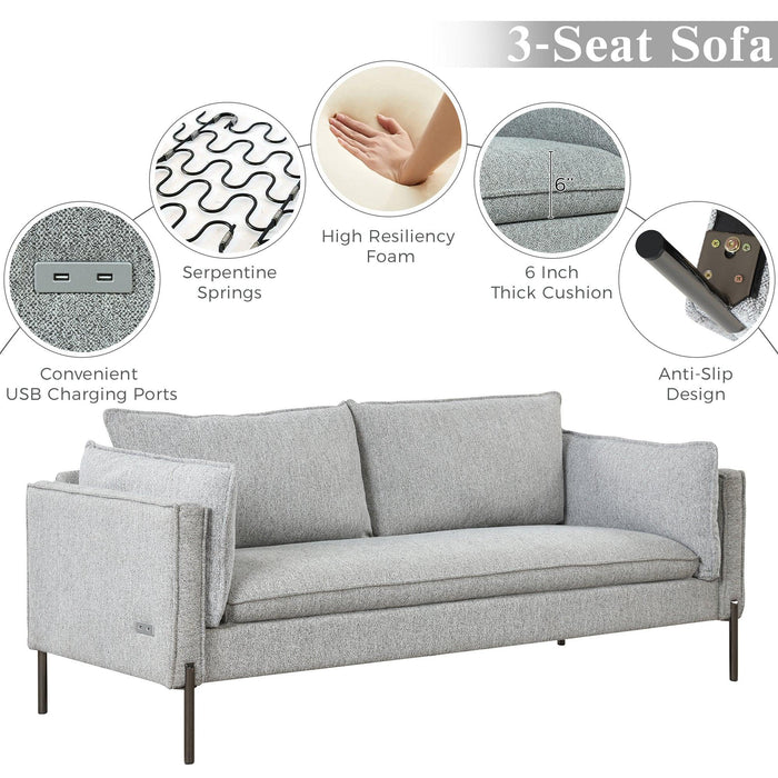 76.2"Modern Style 3 Seat Sofa Linen Fabric Upholstered Couch Furniture 3-Seats Couch for Different Spaces,Living Room,Apartment