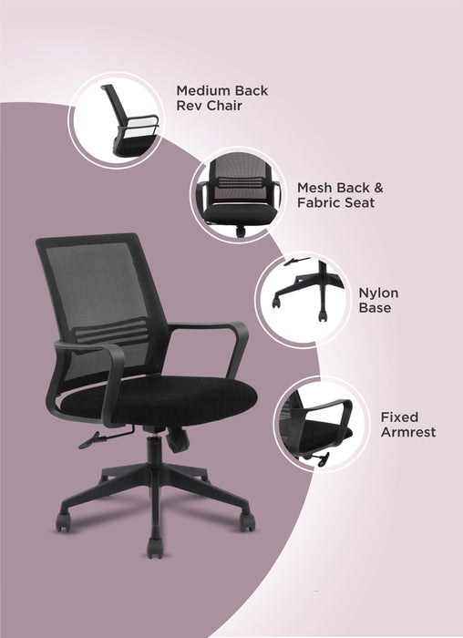 Ardamore Adjustable Height Swivel Office Chair Black Wengue