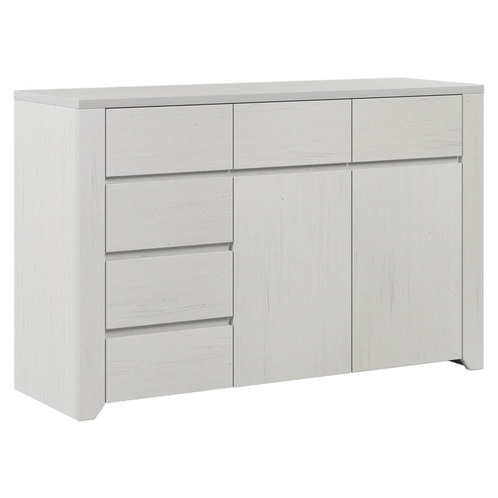 Simple Style Manufacture Wood Dresser with Wood Grain Sticker Surfaces Six Drawers and Two Level Cabinet LargeStorage Space for Living Room Bedroom Guest Room Children’s Room, Stone Gray