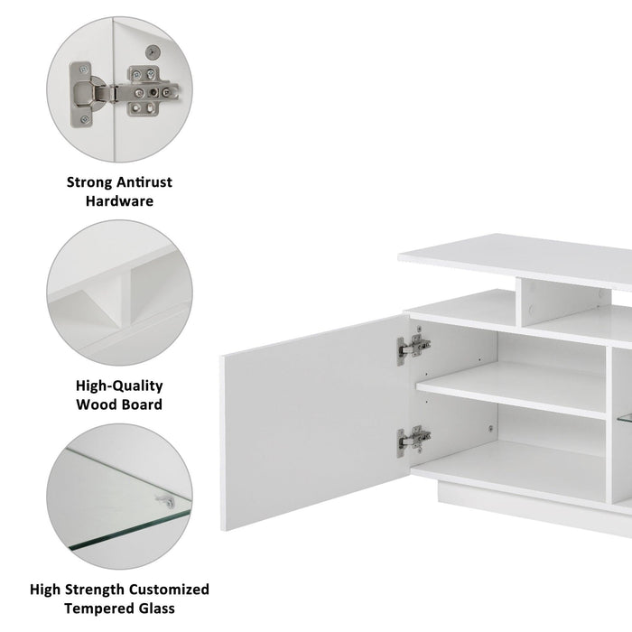 Modern TV Stand for TVs up to 65inches with LED lights, 16 Colors, for Livingroom, Bedroom, White