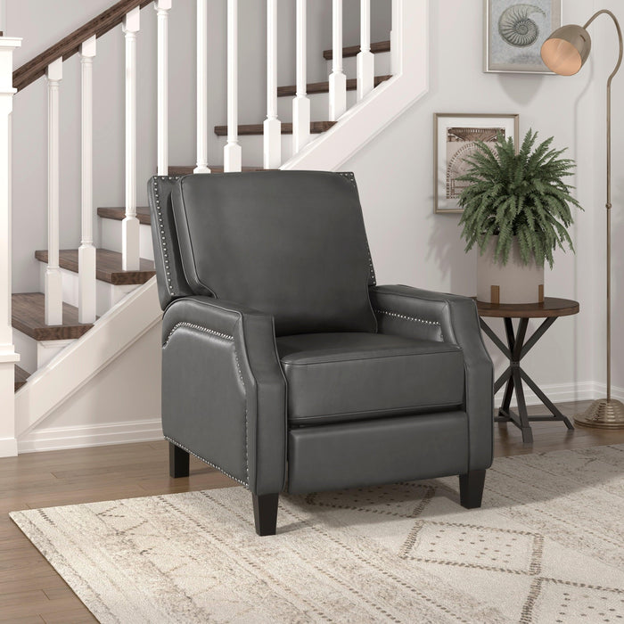 Push Back Reclining Chair Transitional Style Grey Color Self-Reclining Motion Chair 1pc Cushion SeatModern Living Room Furniture