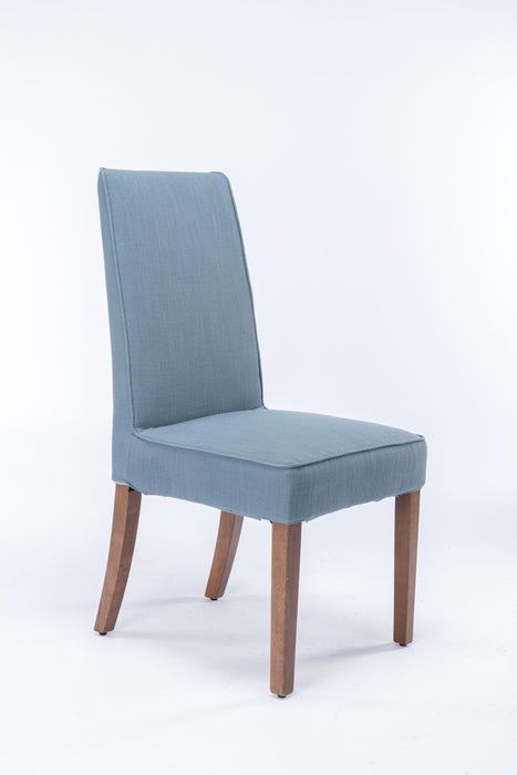 Cover Removable Interchangeable and Washable Blue Linen Upholstered Parsons Chair with Solid Wood Legs 2 PCS