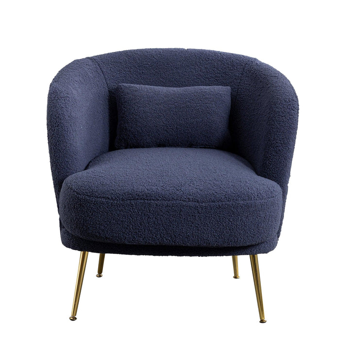 30.32"W Accent Chair Upholstered Curved Backrest Reading Chair Single Sofa Leisure Club Chair with Golden Adjustable Legs For Living Room Bedroom Dorm Room (Navy Boucle)