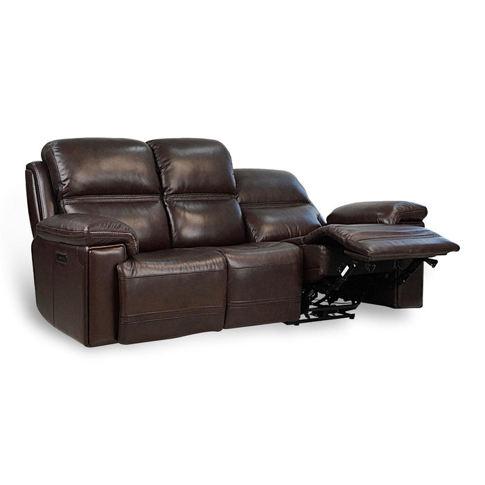 Timo Top Grain Leather Power Reclining Sofa | Adjustable Headrest | Cross Stitching