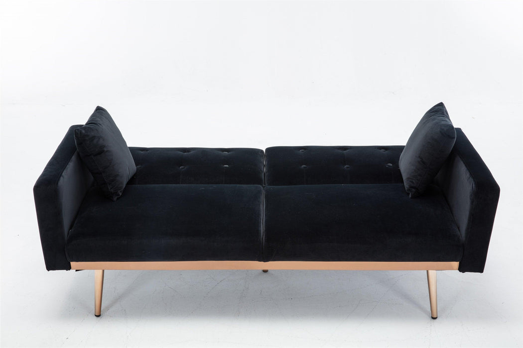 Velvet  Sofa , Accent sofa .loveseat sofa with rose gold metal feet  and  Black  Velvet