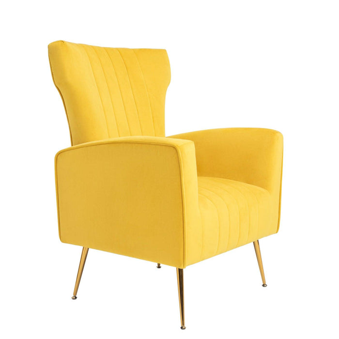 Velvet Accent Chair, Wingback Arm Chair with Gold Legs, Upholstered Single Sofa for Living Room Bedroom