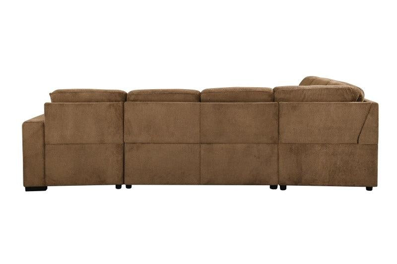 123" Oversized Sectional Sofa withStorage Chaise, U Shaped Sectional Couch with 4 Throw Pillows for Large Space Dorm Apartment. Brown