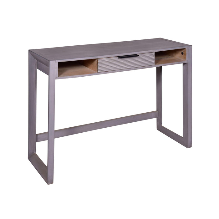 44 Inch Minimalist Single Drawer, MaWood, Entryway Console Table Desk, Textured Groove Lines, Gray