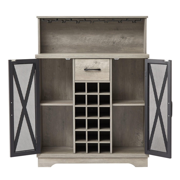 Wine cabinet （Grey，35.41’’W*13.39’’D*47.44’’H）